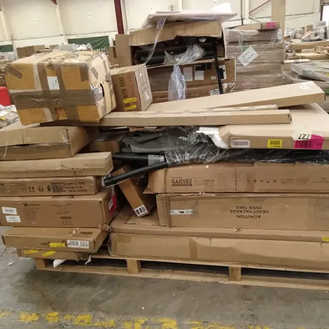 PALLET OF ASSORTED INCOMPLETE DESIGNER FURNITURE PARTS AND PIECES 