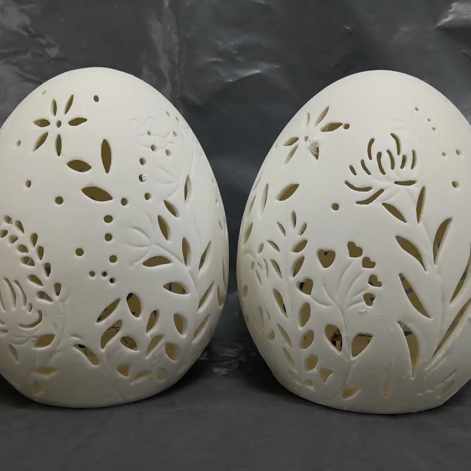 BOXED SET OF 2 CERAMIC LIGHT UP EASTER EGGS