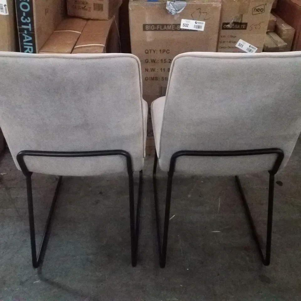 EUBANKS LUXURY FABRIC UPHOLSTERED TAUPE DINING CHAIRS 