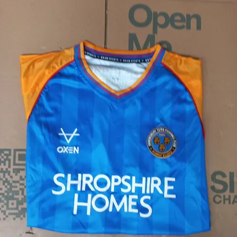 OXEN SHREWSBURY TOWN FOOTBALL JERSEY IN BLUE/ORANGE SIZE XL