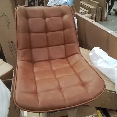 BOXED SET OF 2 BROWN LEATHER DINNING CHAIR