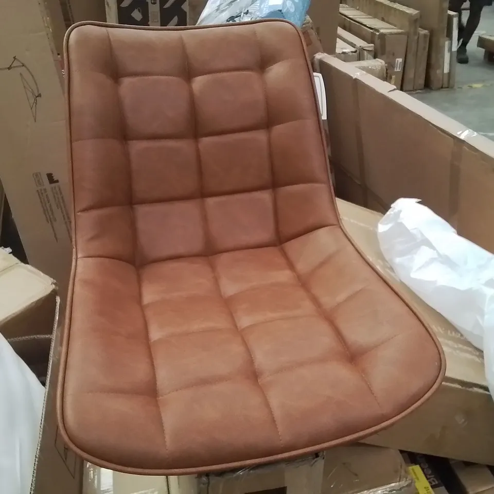 BOXED SET OF 2 BROWN LEATHER DINNING CHAIR