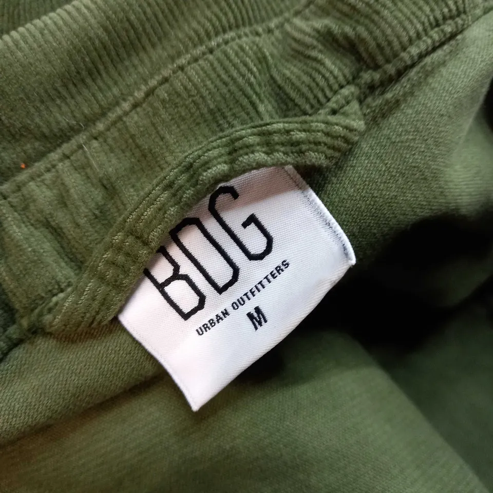 BDG URBAN OUTFITTERS ARMY GREEN CORD ZIPPED JUMPSUIT - MEDIUM