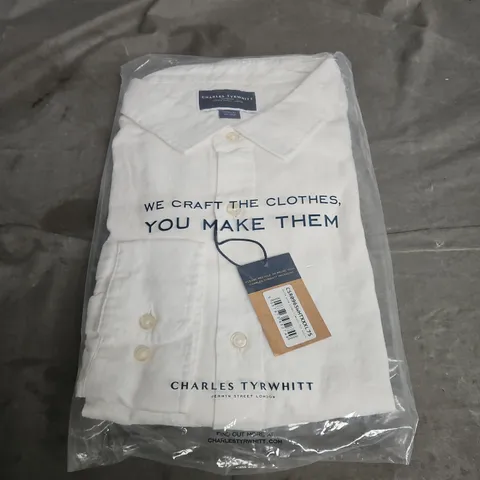 CHARLES TYRWHITT PURE LINEN CLASSIC FIT SHIRT IN WHITE SIZE 3XL