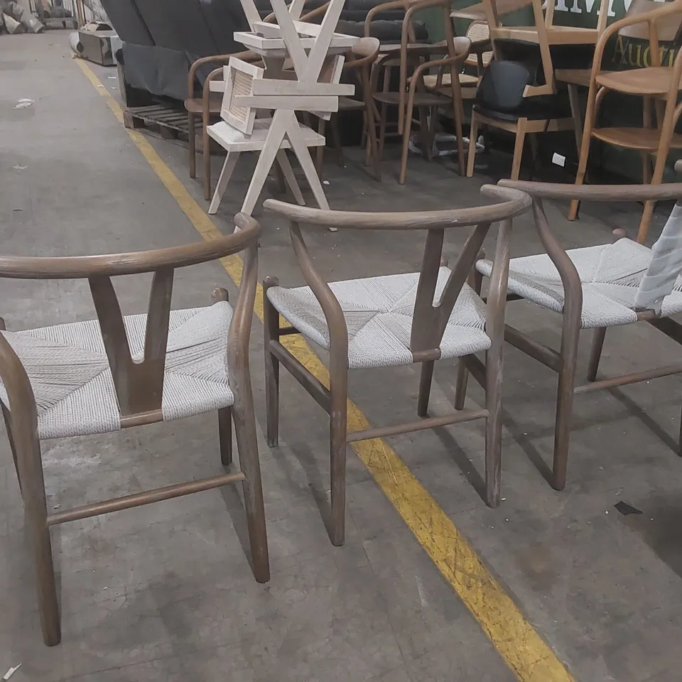 SET OF 3x DESIGNER SOLID WOOD DINING CHAIRS