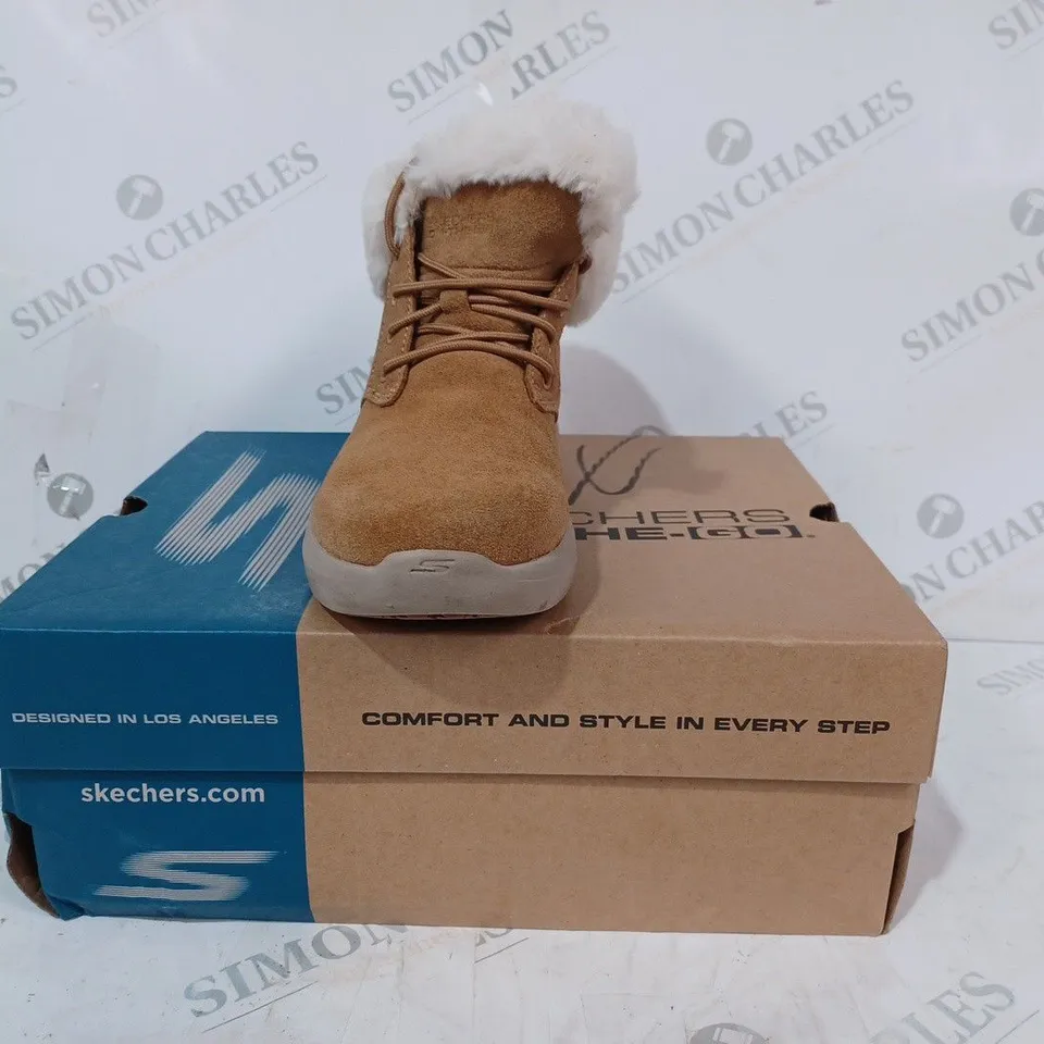 BOXED PAIR OF SKECHERS GO WALK SHOES IN CHESTNUT SIZE 3