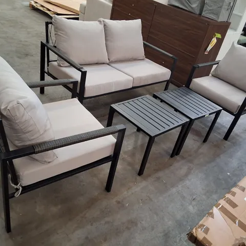 OUTSUNNY 4 SEATER GARDEN FURNITURE SET 5 PIECE METAL SOFA SET LIGHT GREY
