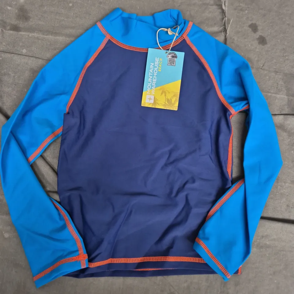 MOUNTAIN WAREHOUSE BEACH RASH VEST FOR KIDS – BLUE/NAVY, 2-3 YEARS