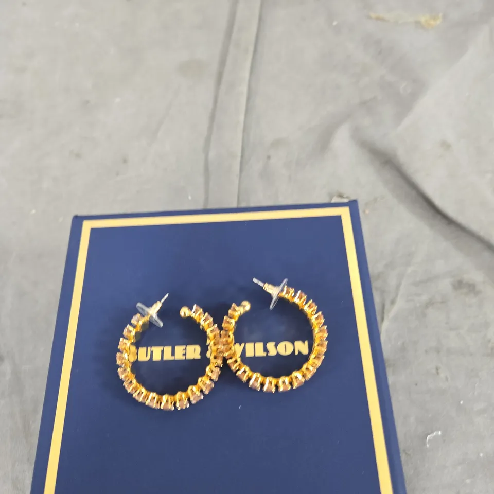 BUTLER & WILSON GOLD-TONE CRYSTAL HOOP EARRINGS