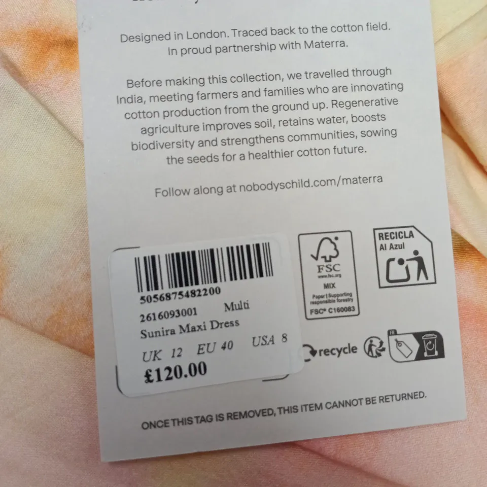 NOBODY'S CHILD X MATERRA SUNIRA MAXI DRESS – UK 12