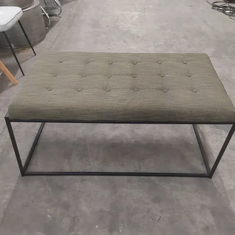 DESIGNER FABRIC UPHOLSTERED BENCH - OLIVE