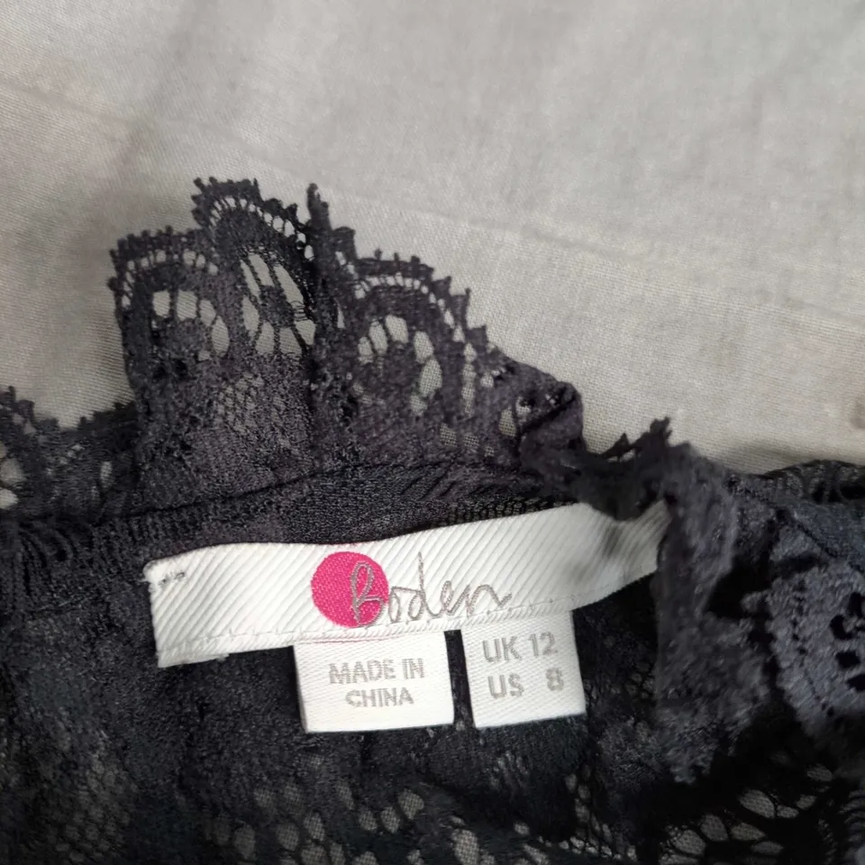 BODEN BLACK LACE BLOUSE - SIZE 12