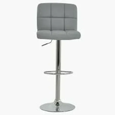 BOXED SET OF 2 CUBAN FAUX LEATHER SWIVEL BAR STOOLS WITH CHROME BASE - GREY (1 BOX)
