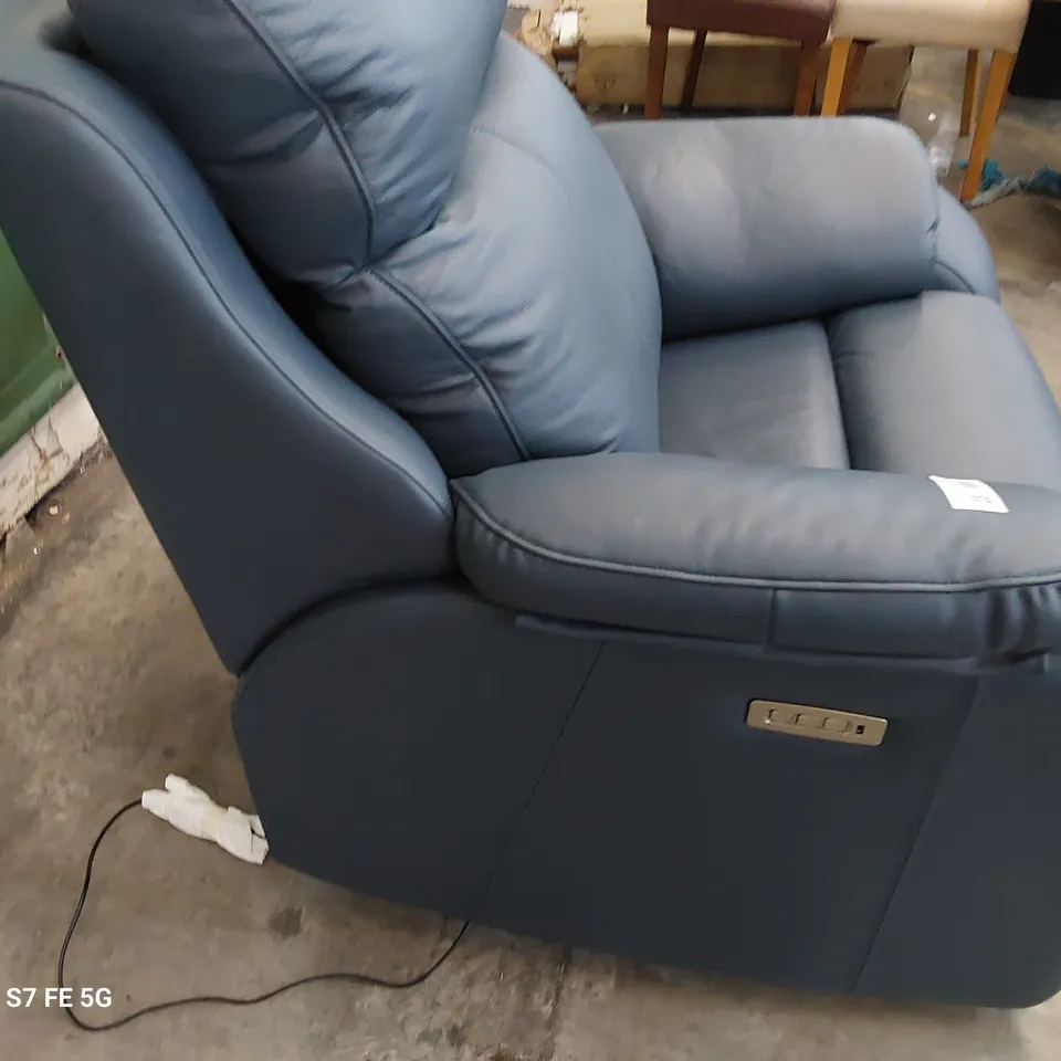 QUALITY BRITISH DESIGNER G PLAN KINGSBURY POWER RECLINING EASY CHAIR CAMBRIDGE NAVY LEATHER 