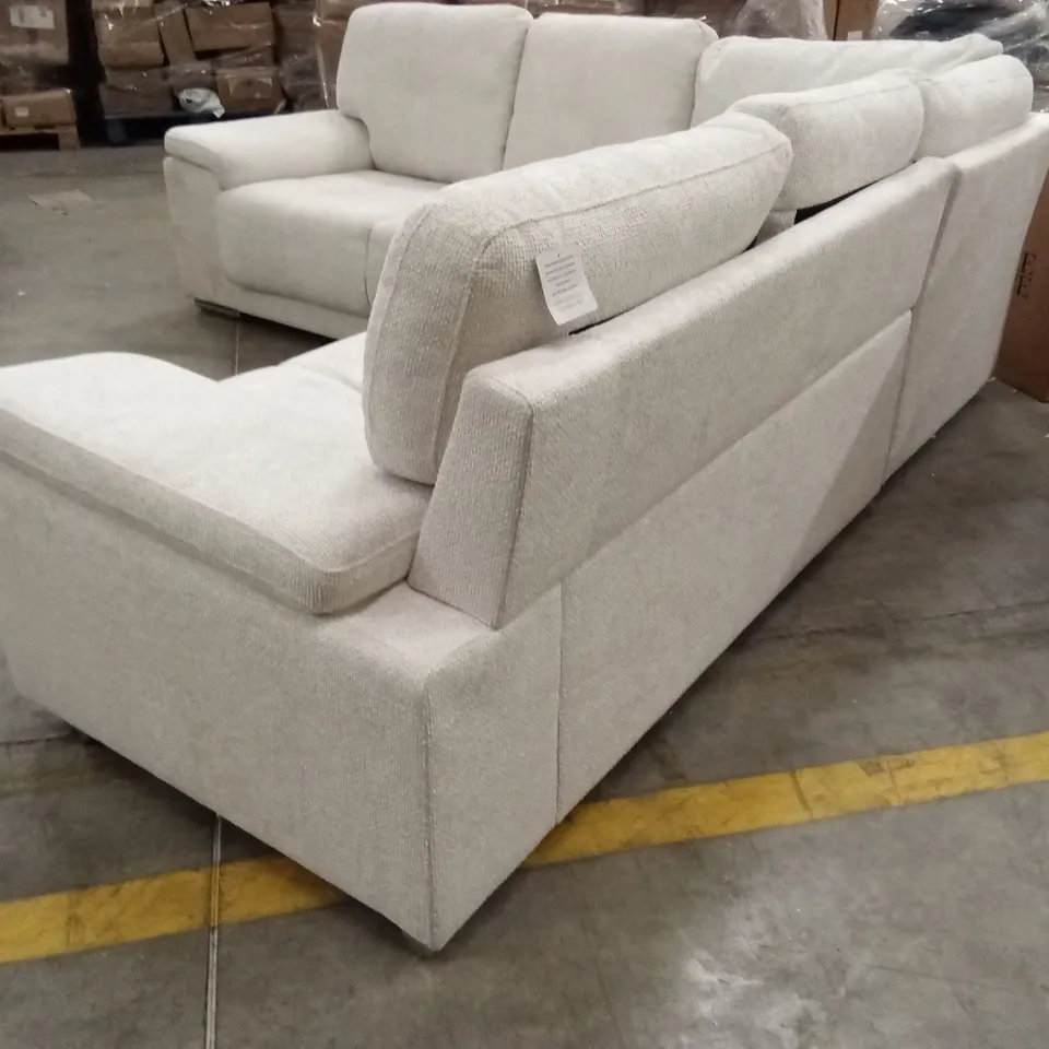 KANSAS CORNER SOFA, IVORY WOVEN CHENILLE FABRIC