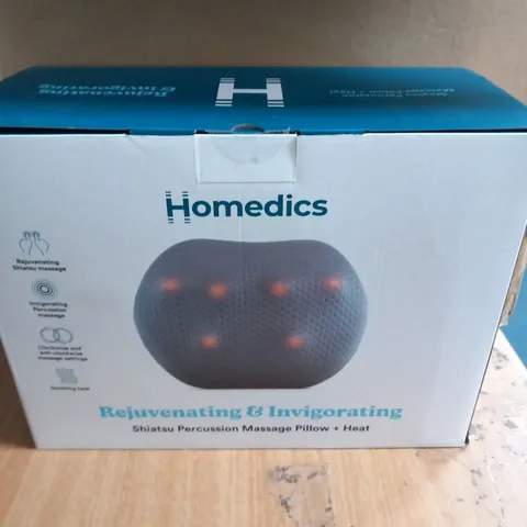 BRAND NEW BOXED HOMEDICS REJUVENATING AND INVIGORATING SHIATSU PERCUSSION MASSAGE PILLOW AND HEAT