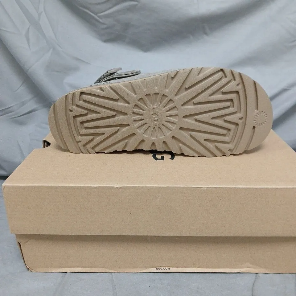 UGG GREY SUEDE SHOES WITH BACK STRAP – SIZE 6