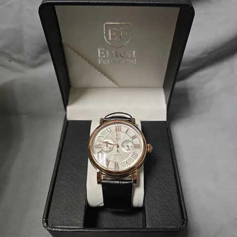 MENS ERNEST FERDINAND WATCH – FUNCTIONING SUB DIALS – LEATHER STRAP