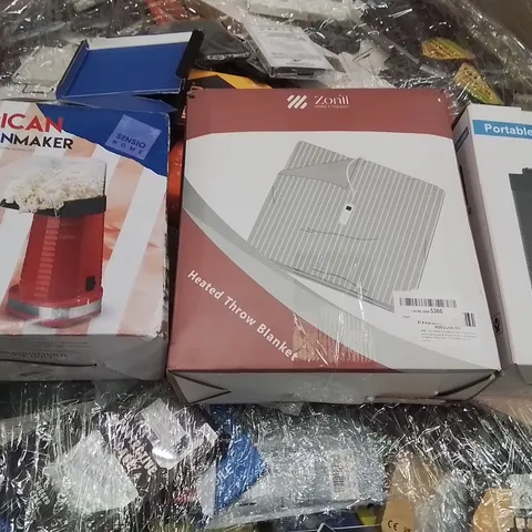 PALLET CONTAINING A LARGE QUANTITY OF ELECTRICAL PRODUCTS TO INCLUDE;PORTABLE FAN HEATER,HEATED THROW,POPCORN MAKER