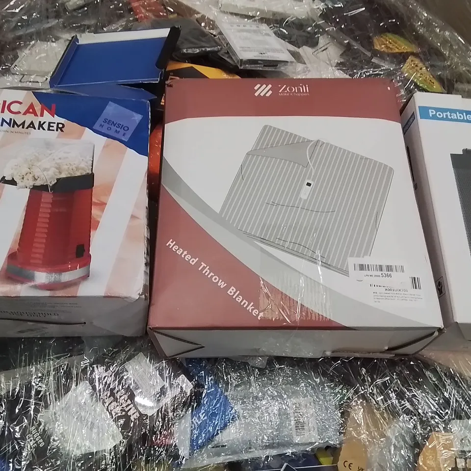 PALLET CONTAINING A LARGE QUANTITY OF ELECTRICAL PRODUCTS TO INCLUDE;PORTABLE FAN HEATER,HEATED THROW,POPCORN MAKER