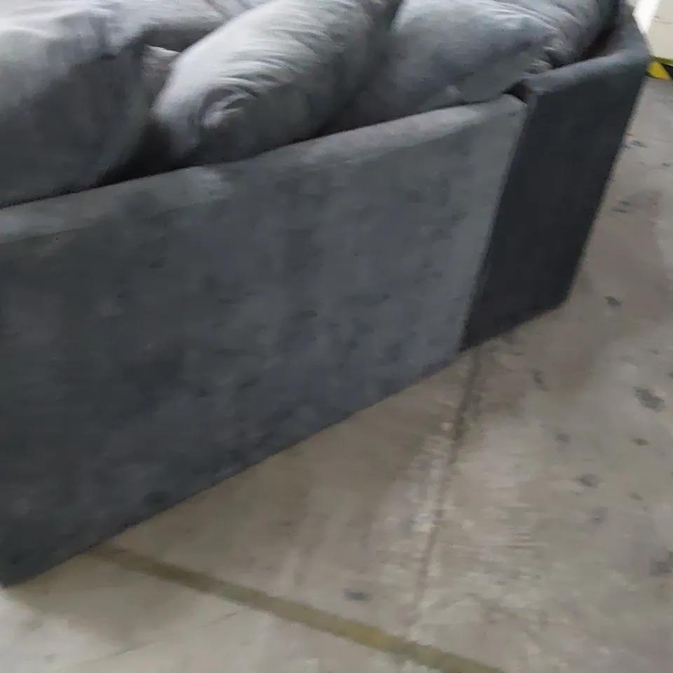 DESIGNER ARMLESS CORNER UNIT WITH SCATTERCUSHIONS & LARGE FOOTSTOOL GREY FABRIC 