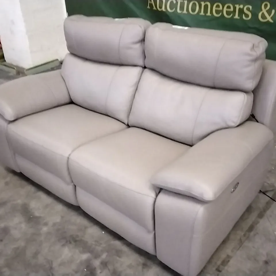 QUALITY ITALIAN DESIGNER PATRIZIO MOCHA LEATHER 2 SEATER POWER RECLINER SOFA