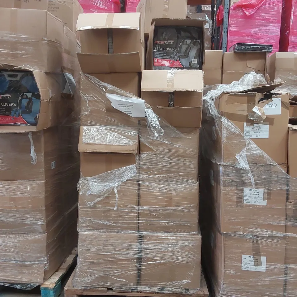 PALLET CONTAINING APPROXIMATELY 160x UNIVERSAL FABRIC CAR SEAT COVERS - VARIOUS COLOURS
