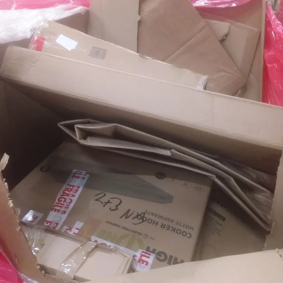 PALLET OF ASSORTED HOUSEHOLD PRODUCTS AND ITEMS, INCLUDING; TOILET SEAT, COOKER HOOD, BOXED FURNITURE ETC 