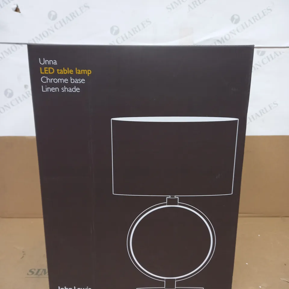 JOHN LEWIS UNNA LED CHROME BASE LINEN SHADE TABLE LAMP