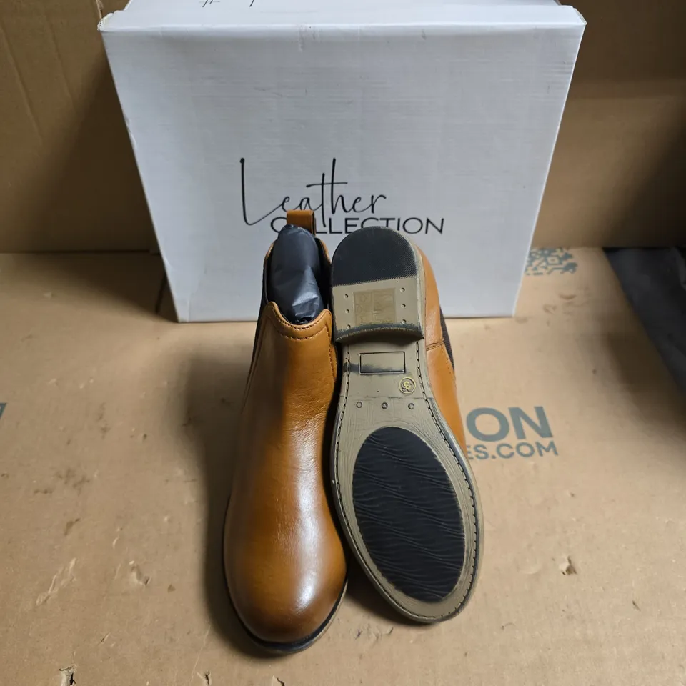 TAN LEATHER CHELSEA ANKLE BOOTS – LEATHER COLLECTION - UK SIZE 3