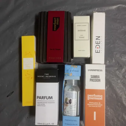 BOX OF APPROX 6 ASSORTED BOXED FRAGRANCES TO INCLUDE - LANIMPRESS PERFUME GOURMAND - MARBERT MAN EAU DE COLOGNE - THE SCENT RESERVE PARFUM - ETC