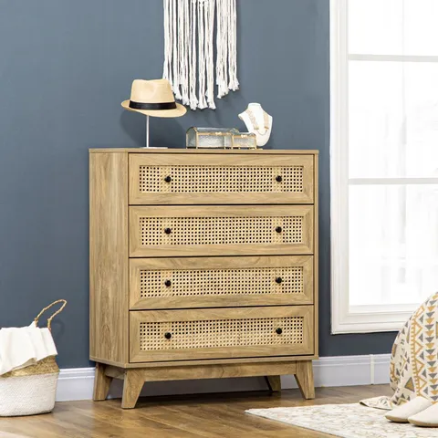 BOXED LATWANA 4 DRAWER 80CM W CHEST OF DRAWERS 