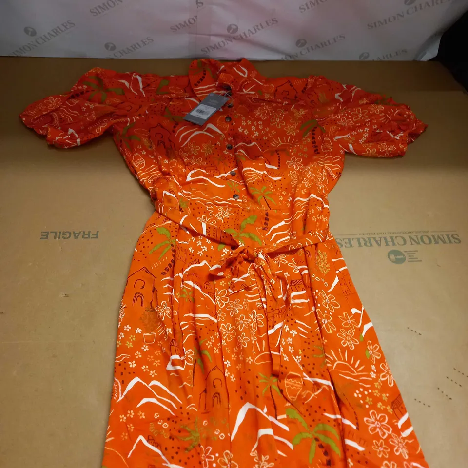 OLIVER BONAS ORANGE CONVERSATIONAL MIDI DRESS SIZE 10