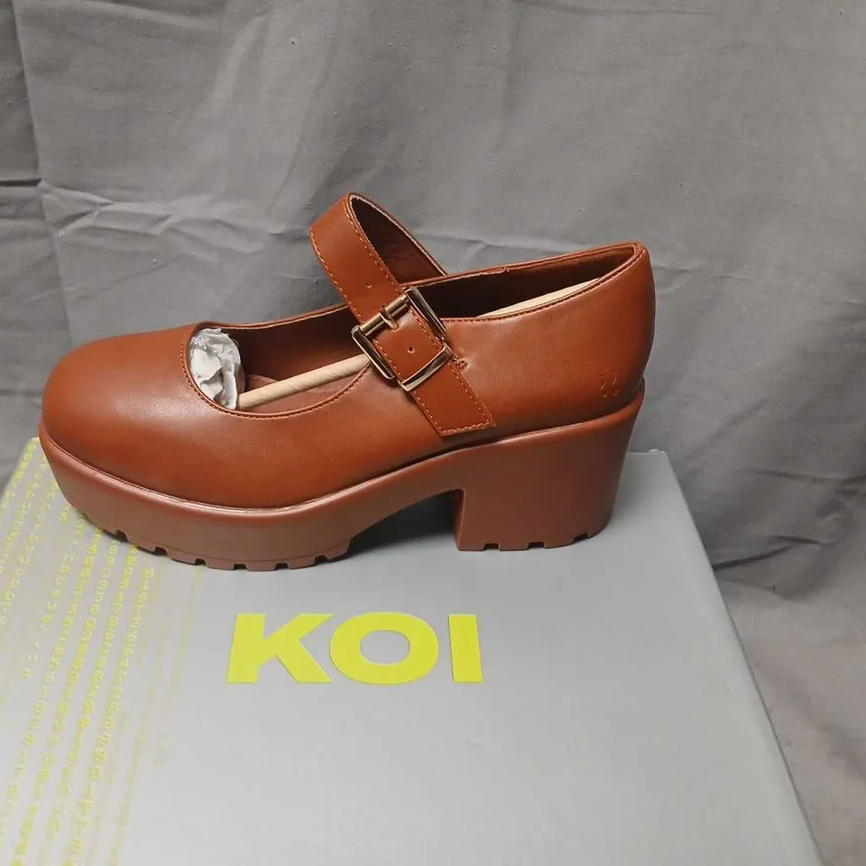 KOI BROWN LEATHER MARY JANE PLATFORM SHOE – WOMEN'S, UK4