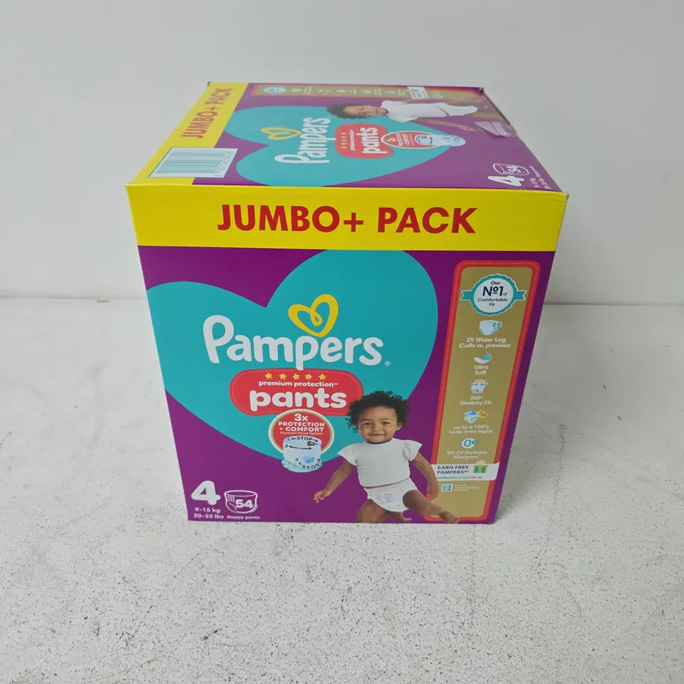 BOXED PAMPERS PREMIUM PROTECTION NAPPY PANTS SIZE 4, 54 NAPPIES, 9KG - 15KG