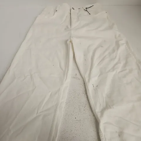 ZARA THE ZW COMFORT WIDE LEG TROUSERS, WHITE, HIGH RISE, FULL LENGTH – UK 8 (EU 40)