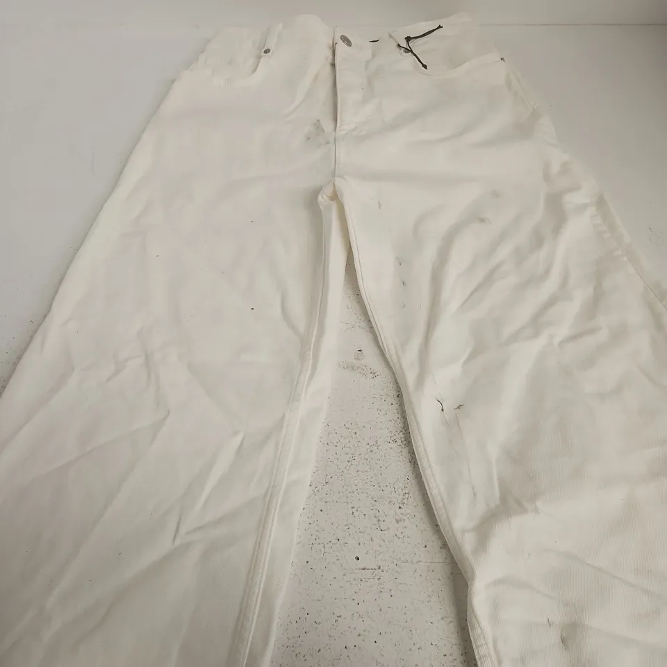 ZARA THE ZW COMFORT WIDE LEG TROUSERS, WHITE, HIGH RISE, FULL LENGTH – UK 8 (EU 40)