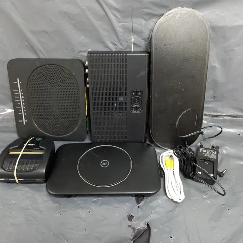 BOX OF ASSORTED HOUSEHOLD ITEMS TO INCLUDE WIFI BOXES, ASSORTED CABLES AND BT