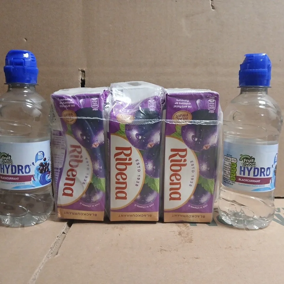 APPROXIMATELY 10 ASSORTED FOOD AND DRINK ITEMS TO INCLUDE RIBENA, FRUIT SHOOT, ETC