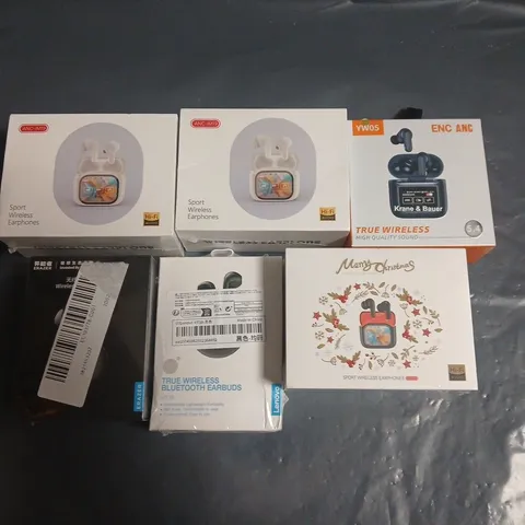 LOT OF 6 ASSORTED SEALED SETS OF TWS EARBUDS