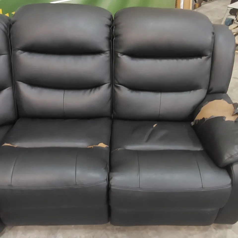 DESIGNER MANUAL RECLINER BLACK LEATHER UPHOLSTERED CORNER SOFA