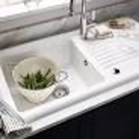 BOXED COOKE & LEWIS BURBANK WHITE CERAMIC 1 BOWL SINK & DRAINER