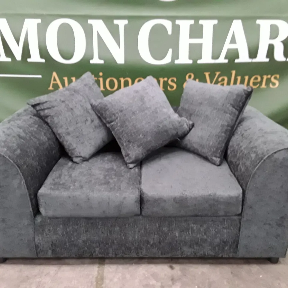 QUALITY DESIGNER MONACO 2 SEATER SOFA - GREY FABRIC