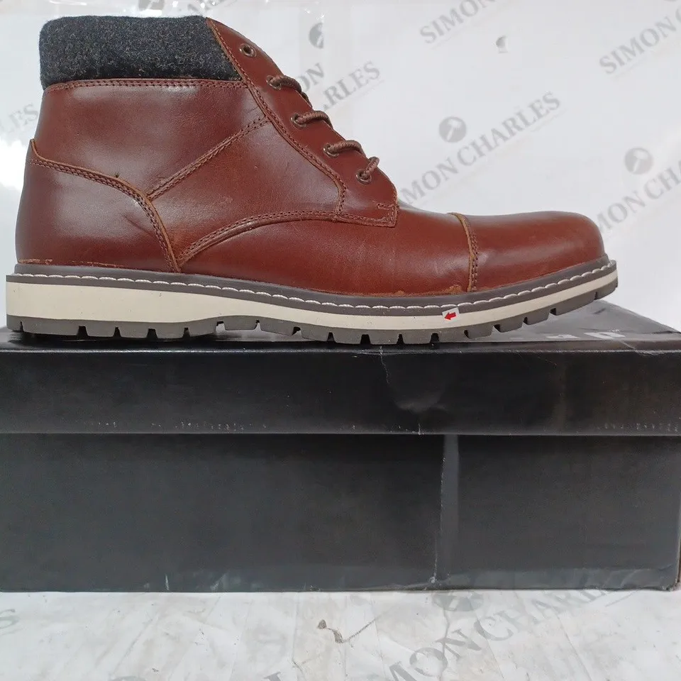 BOXED PAIR OF FIRETRAP AUBIN SHOES IN CAMEL COLOUR UK SIZE 11