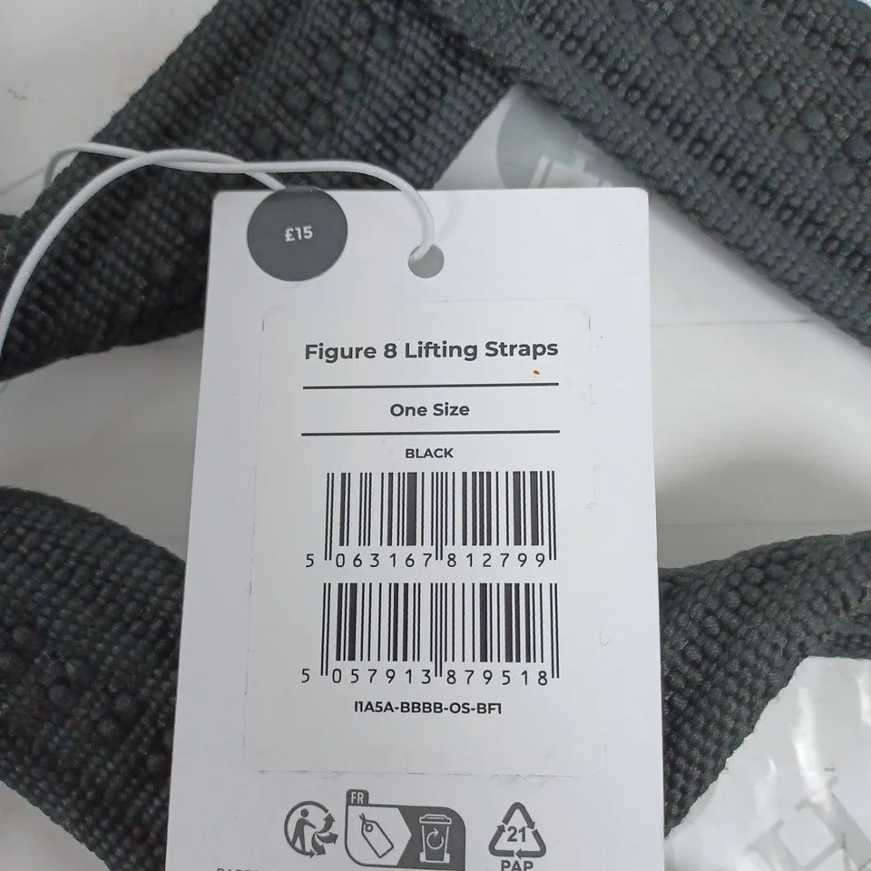 GYMSHARK BLACK FIGURE 8 LIFTING STRAPS