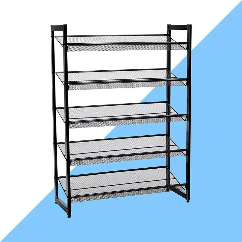 BOXED 20 PAIR STACKABLE BLACK SHOE RACK