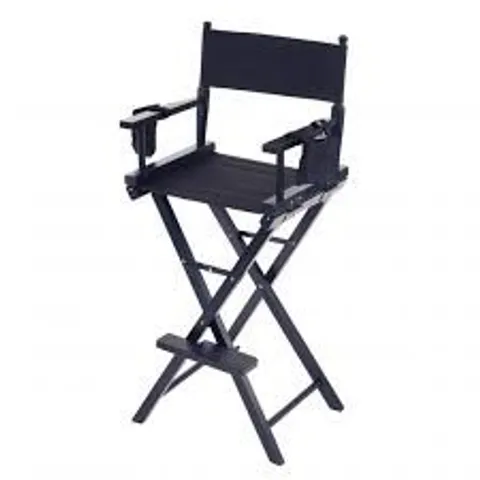 PROFESSIONAL BLACK WOODEN FOLDING DIRECTOR MAKEUP CHAIR