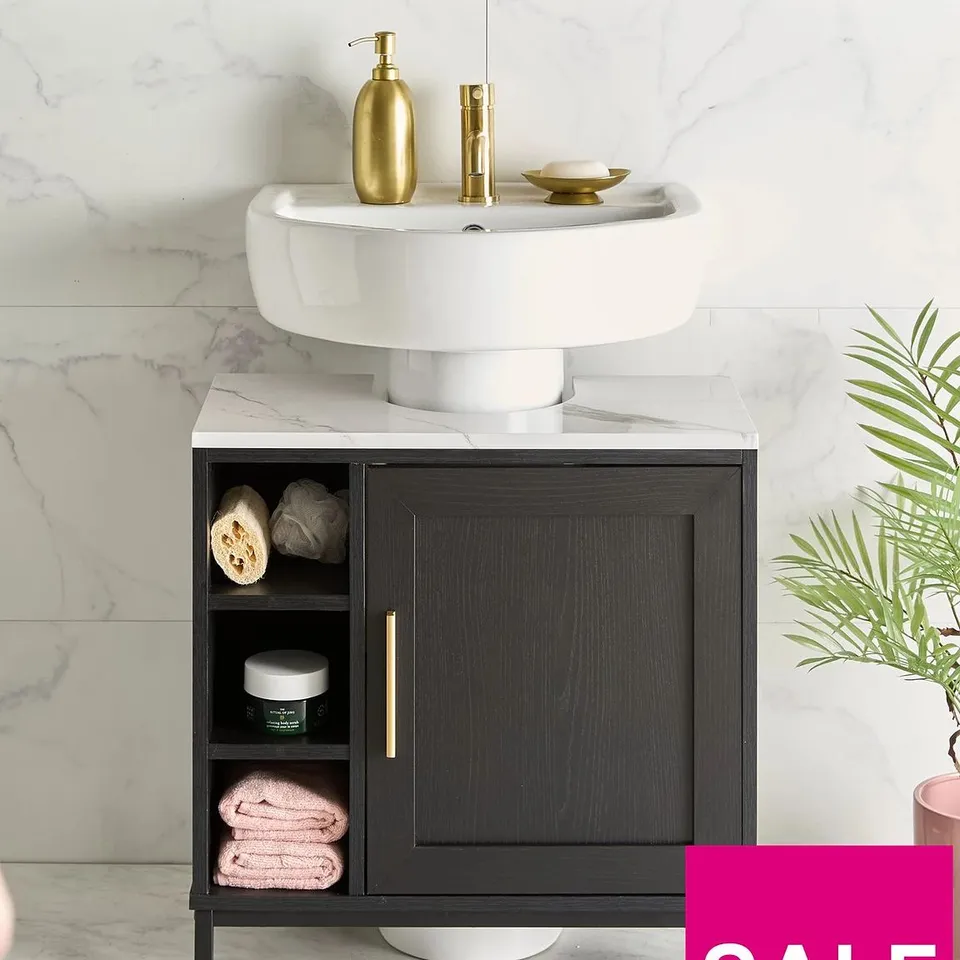 ASHFORD UNDER SINK CABINET WITH FAUX MARBLE TOP