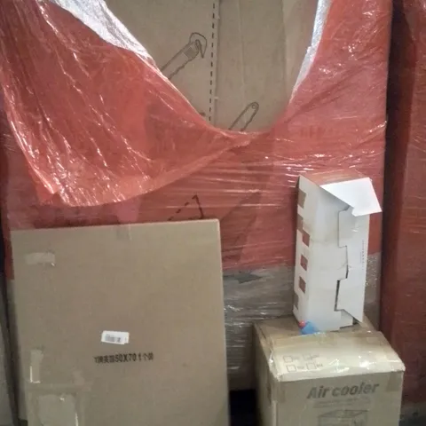 PALLET OF ASSORTED HOUSEHOLD GOODS AND PRODUCTS TO INCLUDE;PICTURE FRAMED,AIR COOLER,TRIPOD