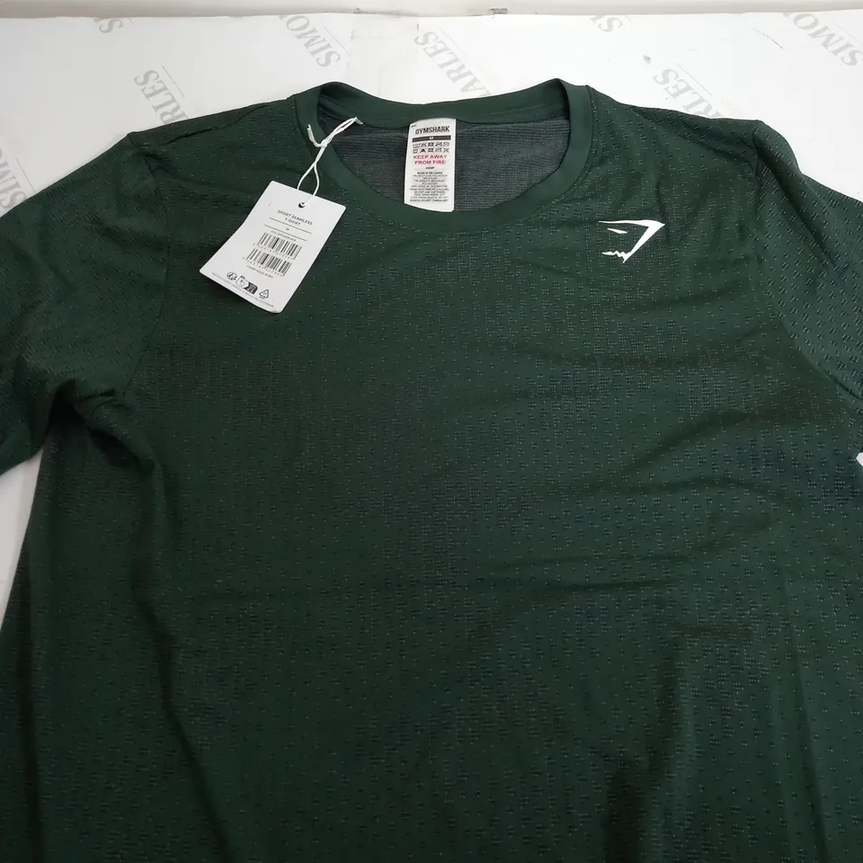 GYMSHARK SPORT SEAMLESS T-SHIRT IN DARK GREEN - MEDIUM